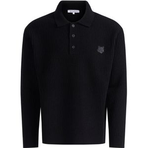 Maison Kitsuné, Heren, Truien, Zwart, Maat: M Wol,