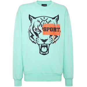 Plein Sport, Heren, Sweatshirts & Hoodies, Groen, Maat: L Katoen,