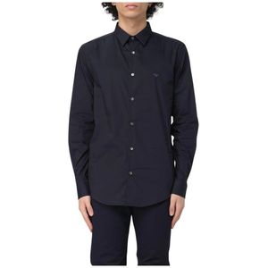 Emporio Armani, Heren, Overhemden, Blauw, Maat: M