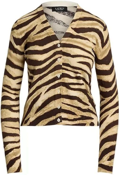 Lauren Ralph Lauren - Gebreid Vest - Crème/Zwart - Dierenprint