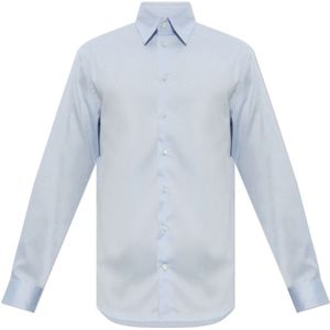 Emporio Armani, Heren, Overhemden, Blauw, Maat: XL Katoen,