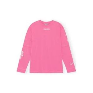 Ganni T-Hemden , Pink , Dames , Maat: XS