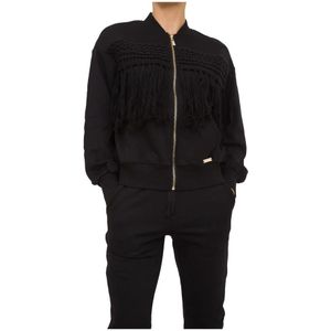 Twinset, Dames, Sweatshirts & Hoodies, Zwart, Maat: S Katoen,