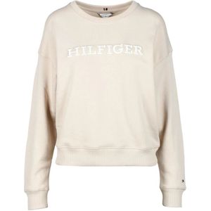 Tommy Hilfiger, Dames, Sweatshirts & Hoodies, Beige, Maat: 2XS Katoen,