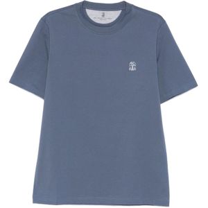 Brunello Cucinelli, Heren, Tops, Blauw, Maat: 2XL Katoen,