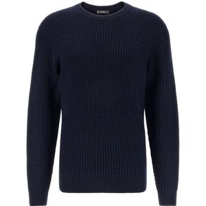 Boggi Milano - Merino Wollen Trui - Blauw - Ronde Hals