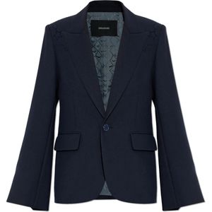 Zadig & Voltaire, Dames, Jassen, Blauw, Maat: M Leer,