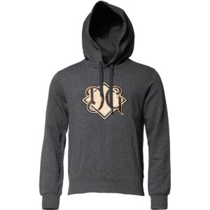 Dolce & Gabbana - Grijze Logo Patch Hoodie - Heren - Katoen