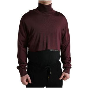 Dolce & Gabbana - Maroon Turtleneck Pullover Sweater - Bruin - Heren