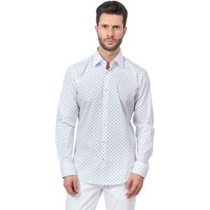 Hugo Boss - Overhemd - Wit - Katoen - Microprint - Kent Kraag
