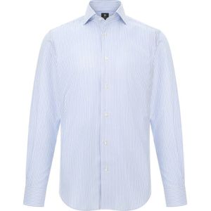 Boggi Milano - Overhemd - Lichtblauw/Wit - Krijtstrepen - Lange Mouw