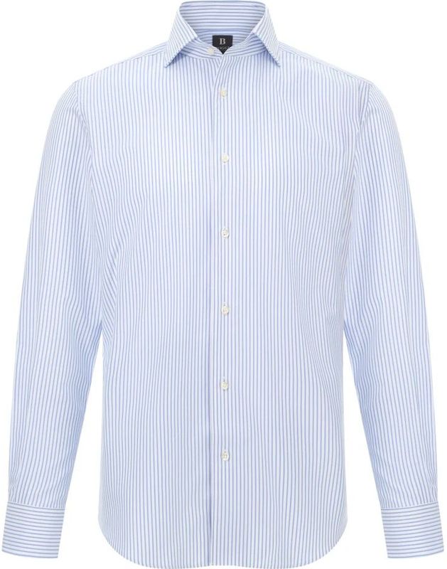 Boggi Milano - Overhemd - Lichtblauw/Wit - Krijtstrepen - Lange Mouw