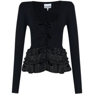 Ganni, Dames, Truien, Zwart, Maat: XS Nylon,