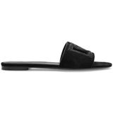 - Black Goat Leather Slides With Signature Dg Logo in zwart