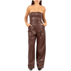 Elisabetta Franchi, Dames, Jumpsuits & Playsuits, Bruin, Maat: M Leer,