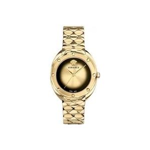 Versace Gouden Analoge Horloge Shadov Vebm006 , Yellow , Dames , Maat: ONE Size
