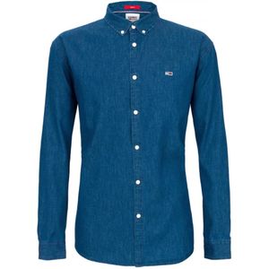 Tommy Jeans, Heren, Overhemden, Blauw, Maat: S Katoen,