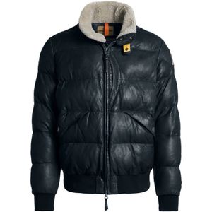 Parajumpers Leren jas met dubbele rits , Blue , Heren , Maat: S