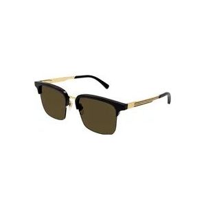 Gucci Zwart/bruine zonnebril Gg1226S , Brown , Heren , Maat: 53 MM
