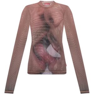 Diesel, unisex, Tops, Roze, Maat: L
