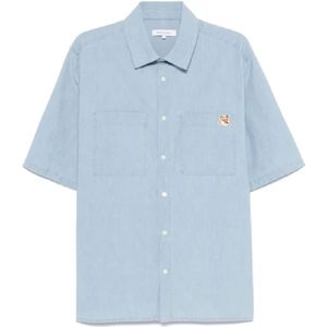 Maison Kitsuné, Heren, Overhemden, Blauw, Maat: L