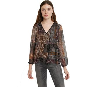 Desigual, Dames, Blouses & Shirts, Bruin, Maat: XS Viscose,