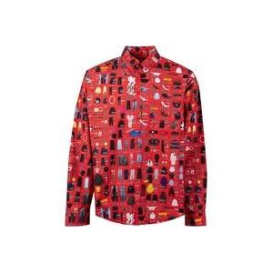 Balenciaga Rode Katoenen Overhemd met Knopen , Multicolor , Heren , Maat: M