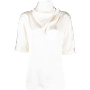 Jil Sander, Dames, Blouses & Shirts, Beige, Maat: M Satijn,