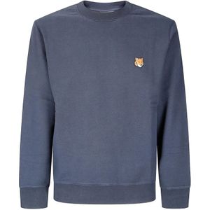 Maison Kitsuné, Heren, Sweatshirts & Hoodies, Blauw, Maat: S Katoen,