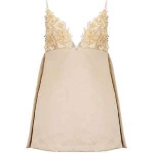 Elisabetta Franchi, Dames, Jurken, Geel, Maat: XL Tulle,