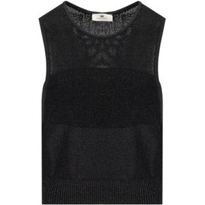 Elisabetta Franchi, Dames, Tops, Zwart, Maat: L Viscose,