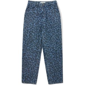 Sofie Schnoor - Blauwe Mom Jeans - Dames - Katoen - Met Luipaardprint