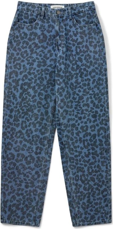 Sofie Schnoor - Blauwe Mom Jeans - Dames - Katoen - Met Luipaardprint