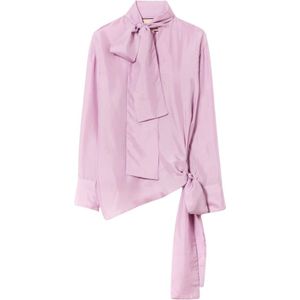 Plan C, Dames, Blouses & Shirts, Roze, Maat: S Zijde,
