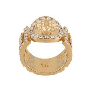 Versace Metalen Kristallen Ring, 11 W IT , Yellow , Dames , Maat: 56 MM