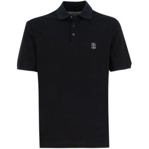 Brunello Cucinelli, Heren, Tops, Zwart, Maat: L Piqué,