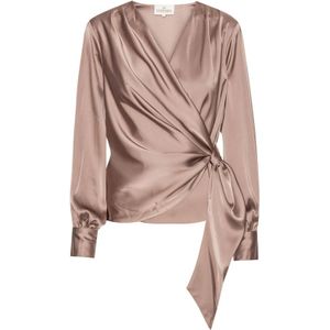 Karmamia, Dames, Blouses & Shirts, Beige, Maat: XS Satijn,