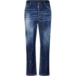 Dsquared 2 - Boston - Jeans - Marineblauw - Denim - Verwassen Effect