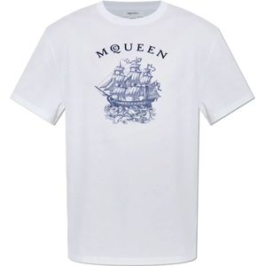 Alexander McQueen, Heren, Tops, Wit, Maat: S Katoen,