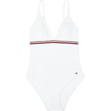 Tommy Hilfiger - Badmode - Wit - Gestreept Badpak met Diepe V-hals