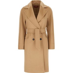 Max Mara Studio, Dames, Mantels, Bruin, Maat: S Wol,