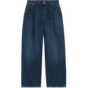 BOSS - Jeans - Zacht Blauw - Wijde Pijpen met Plooien aan de Voorkant