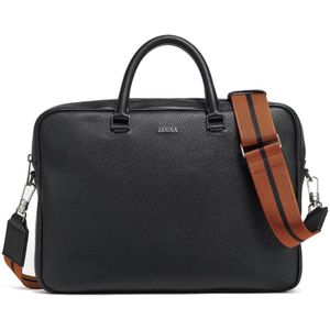 Ermenegildo Zegna, Heren, Tassen, Zwart, Maat: ONE Size Leer,