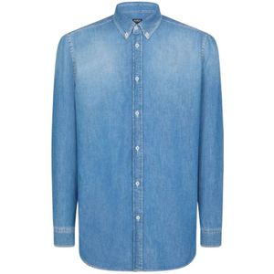 Dondup, Heren, Overhemden, Blauw, Maat: L Denim,