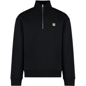Maison Kitsuné, Heren, Sweatshirts & Hoodies, Zwart, Maat: XS Katoen,
