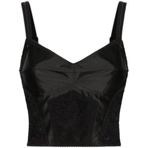 Dolce & Gabbana, Dames, Tops, Zwart, Maat: XL Polyamide,