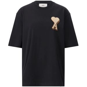 Ami Paris, Dames, Tops, Zwart, Maat: 2XS Katoen,