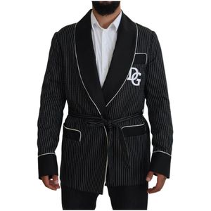 Dolce & Gabbana, Heren, Jassen, Zwart, Maat: S Zijde,