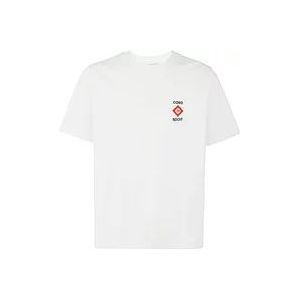 Casablanca Sport Logo 3F Bedrukt T-Shirt , White , Heren , Maat: 2XL