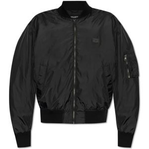 Dolce & Gabbana, Heren, Jassen, Zwart, Maat: S Polyamide,